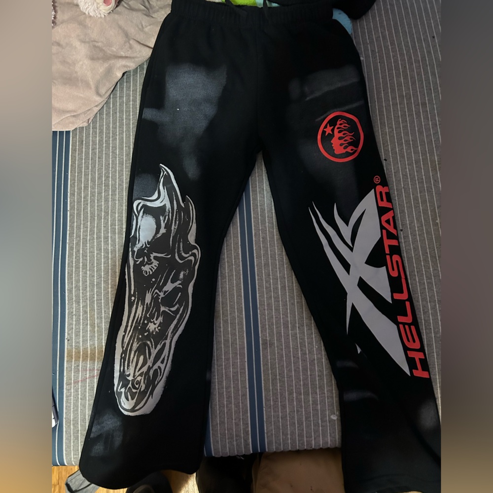 Hellstar Black and Red Graphic Sweatpants